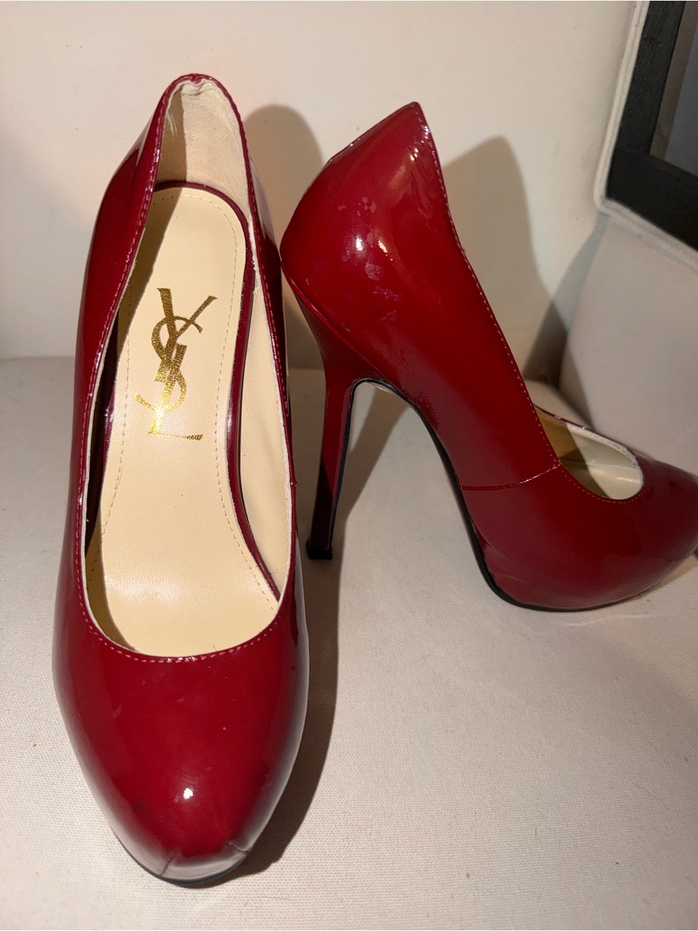 Yves Saint Laurent Red Patent Leather High Heel Pumps